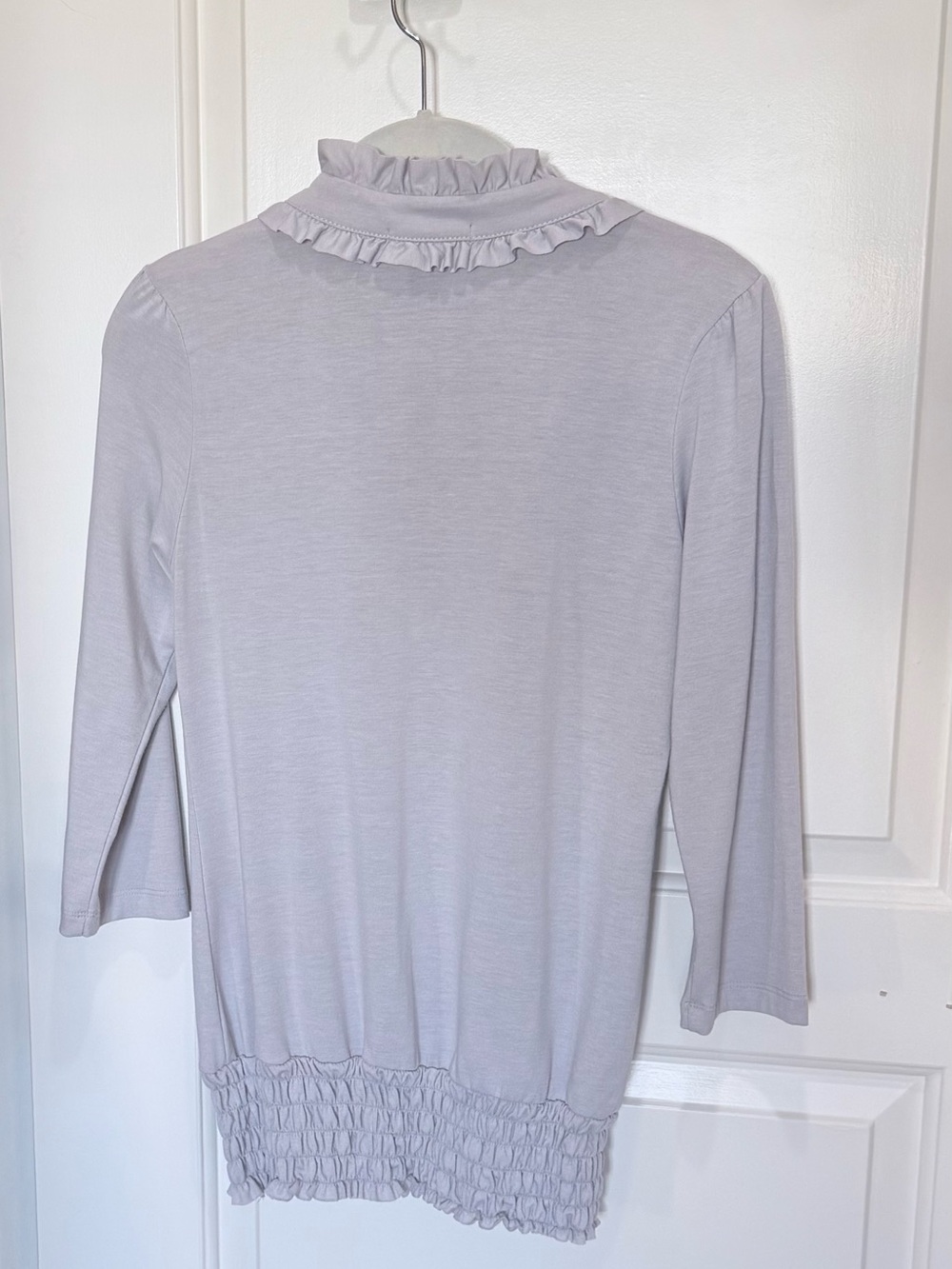 Sam & Max Light Gray Ruffle-Front Long Sleeve Tee - Picture 2 of 3